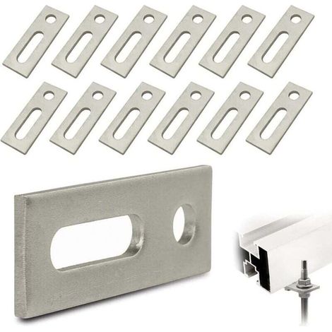 12 Pièces Fixation Panneau Solaire Boulon Plaque D'adaptation, M12 Acier Inoxydable Fixation Pied de lit Boulon, pour Support Panneau Solaire (1/4)
