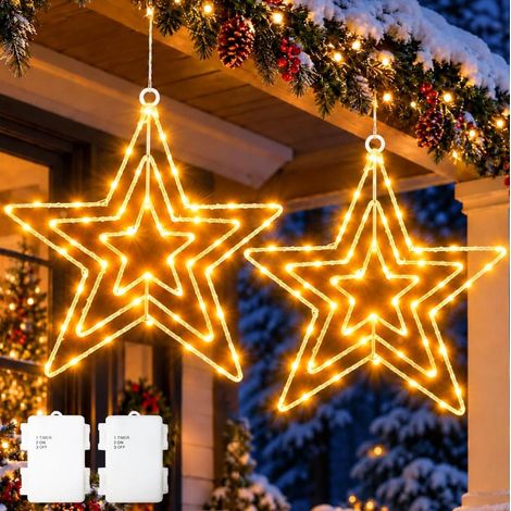 Yowin 2-Stück LED Stern Lampe Up batteriebetrieben Weihnachten Stern als praktisches Deko-Zubehör, schnelle (1/5)