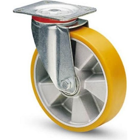 VALS 8699 37 Ruota Industriale con Piastra Girevole in Acciaio Zincato Poliuretano Avolan 150 mm colore Giallo
