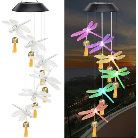 Cascada Solar para Exterior - 6 Campanas de Metal - Luces LED de 7 Colores - Resistente al Agua - Decoración para Jardín y Terraza - Unidad (1/5)