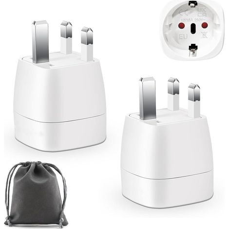 Jiajia AI, Adaptateur Prise Anglaise Adaptateur de Voyage France vers, 2 Pièces pour jardin, terrasse et extér (1/4)