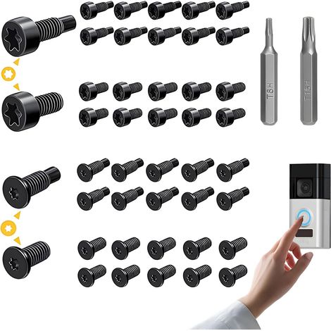 40 Vis de Sonnette, Acier, Tournevis T6 T15, Anti-corrosion, Pour Ring Vidéo (1/5)