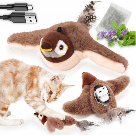 INTERAKTIVES KATZENSPIELZEUG PLÜSCHVOGEL MIT VOGELBEWEGUNGSGERÄUSCHEN + KATZENMINZE