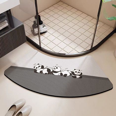 Paillasson de salle de bain simple à forme arrondie pour l'entrée, tapis de bain en diatomite douce absorbant l'eau et antidérapant - 60x120cm [diatomite, base en caoutchouc]