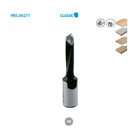 Leman – Mèche à bois pour perceuse D5 – Longueur 49mm – Queue cylindrique M6x0,75 – 2 coupes hélicoïdales carbure – Fraisage et perçage précis (1/2)