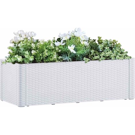 vidaXL Letto Rialzato da Giardino con Sistema Irrigazione Bianco