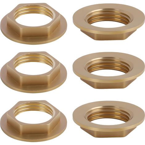 Lot de 6 Écrous de Sécurité Hexagonaux à Bride en Laiton G1/2" pour Robinet, Lavabo - Accessoires de Plomberie (1/5)