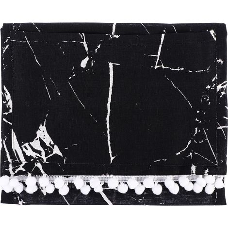 de micro ondes noire à motif marbre en coton et lin Facile à