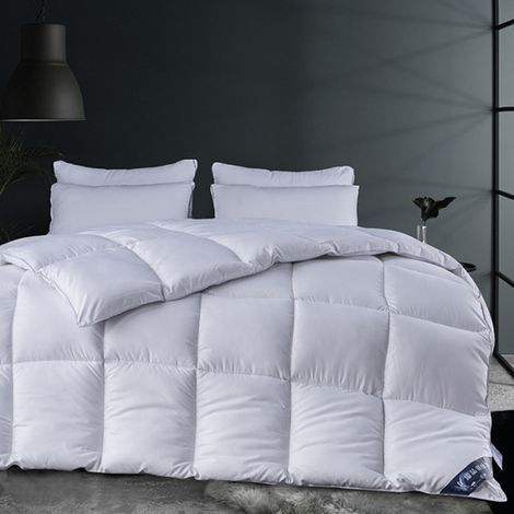 GENERIC-Couette en Duvet d'oie Et Plumes Hiver Couette Édredon 1 Personnes 180 x 220 cm 100% Coton Couette avec 8 Onglets d'angle Blanc 180 x 220 cm (1/5)