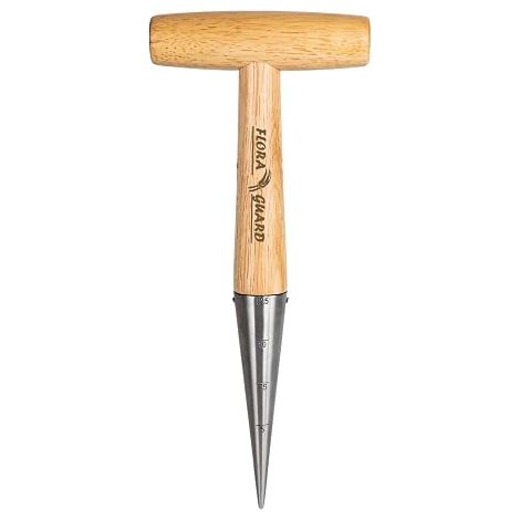 Bulb Planter with Steel Tip 27.5cm Hand Planter with Solid Wood Handle Garden Tool (1/5)
