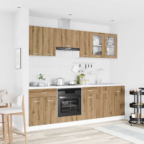 vidaXL Unità Cucina Lyon 8 pcs Legno multistrato