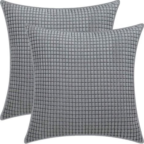 Taie d'oreiller en Grains de maïs, taie d'oreiller Souple en Velours côtelé, Maison Salon Chambre décoration canapé Housse de Coussin (2pcs grisfoncé, 45x45cm) (1/5)