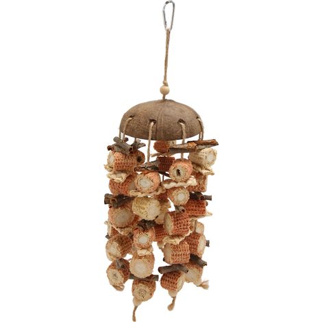 Jouet à mâcher pour oiseau, coquille de noix de coco, écorce de maïs, feuilles d'épi, résistance aux morsures, perroquet décoratif amusant (1/5)