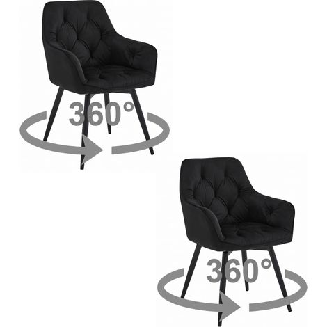 Fauteuil JORK360 - velours noir / pieds noirs x 2 (1/5)