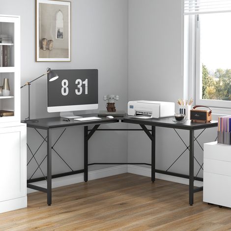 MEUBLIV Bureau d'angle en L 150x150 cm noir – grand plan de travail (1/5)