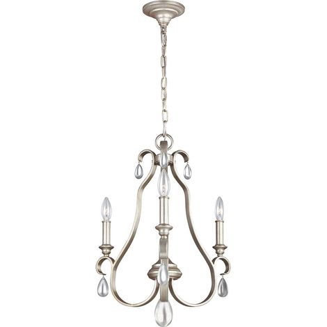 Lustre suspension plafonnier acier argent D 45,3 cm lampe de salle à manger (1/5)