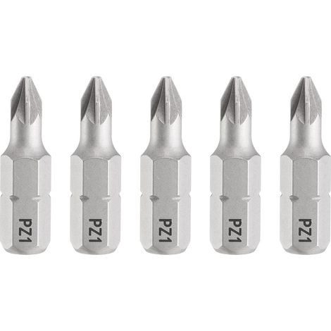 5pcs PZ1 Embout de Tournevis 1/4" Tige Hexagonale 25mm/1" Longueur Magnétique Phillips Fendue Acier S2 Embout de Tournevis (1/5)