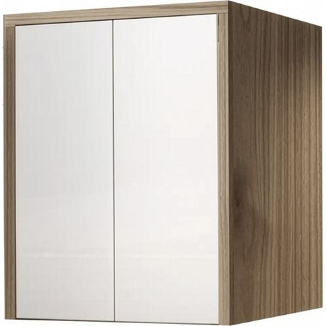 PORTA LAVATRICE/ASCIUGATRICE PER LAVANDERIA SAVINI CON ANTE AD APERTURA PUSH AND PULL - PORTA LAVATRICE L.79CM H.91CM P.65CM- BIANCO/NOCE FIG.3  - SAV