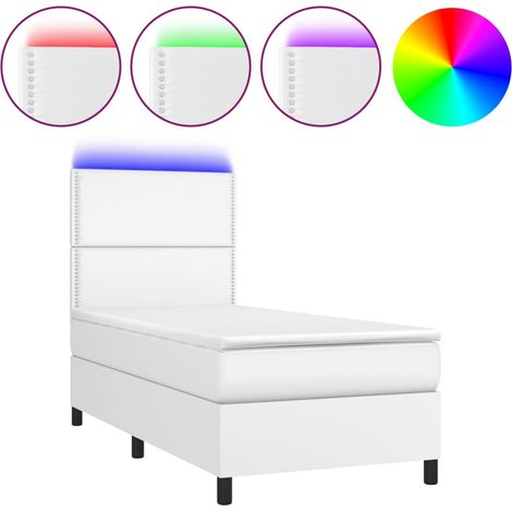 Maison Exclusive - Giroletto Molle con Materasso e LED Bianco 100x200cm Similpelle (1/5)