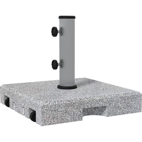 Base per Ombrellone da 28kg in Granito con Maniglia Estensibile e Rotelle 41x41x37.5cm Grigio (1/5)