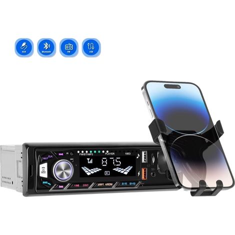 Autoradio 1Din Bluetooth Stereo Auto Mp3 Usb Aux Supporto Smartphone E Led Rgb (1/5)