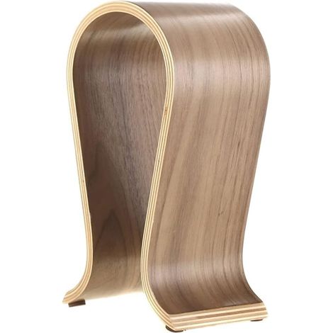 Soporte universal para auriculares de madera de nogal, en forma de U, duradero y antideslizante, para el hogar, la oficina y el taller (marrón) (1/3)