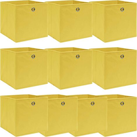 vidaXL Scatole Portaoggetti 10pz Gialle 32x32x32 cm Tessuto