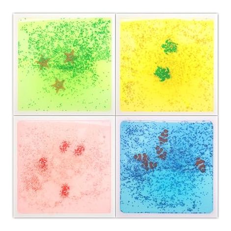 Set of 4 Liquid Sensory Floor Tiles Dance Play Mats (1/5)