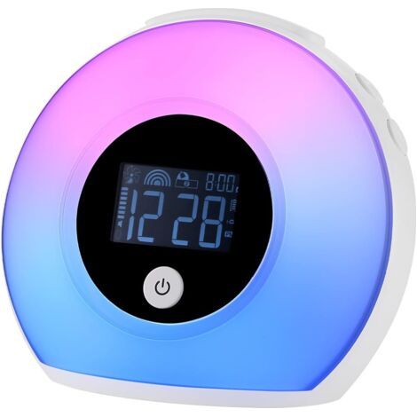 Réveil lumineux pour enfant avec lumière numérique, lampe de chevet portable, Bluetooth, 5 types de lumière clignotante, LED intelligente, induction, réveil sans tic-tac (1/5)