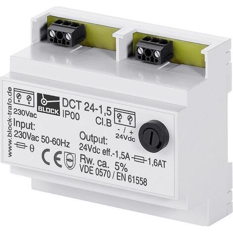 Alimentations DC série DCT 12 VA primaire 230 Vac/ secondaire N/A BLOCK DCT 12-1 D97234 (1/3)