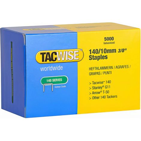 Tacwise – Agrafes type 140 pour agrafeuse portative – Longueur 10mm – Galvanisées pour toiture et plancher – Lot de 100 agrafes (1/3)
