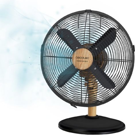Cecotec Ventilador de Sobremesa EnergySilence 600 WoodDesk. 40 W, Acabado en Color Madera, Diámetro 12" con 4 Aspas
