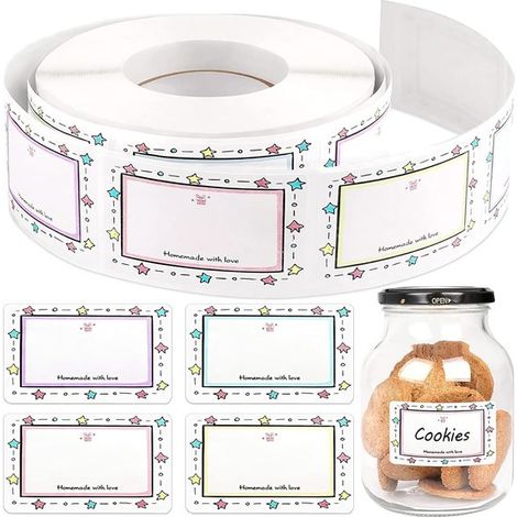 Etichette autoadesive per marmellata - 250 pezzi - Etichette autoadesive - Etichette - Etichette per la cucina - Etichette per la casa - Etichette per barattoli di spezie - Etichette per barattoli da  (1/5)