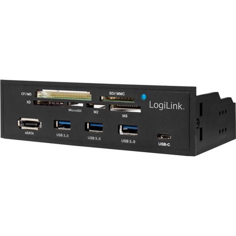 Panel multifunción LogiLink PC HUB de 5,25" con lector de tarjetas USB 3.0 y eSATA 6 en 1. (1/4)