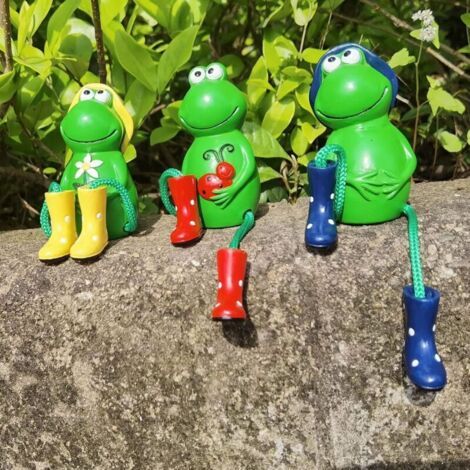 Figurines décoratives de grenouille de jardin, statue de décoration de jardin 3 pièces, figurine de jardin d'ornement d'anima (1/4)