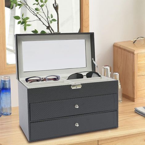18 Slot Brillen Brillenbox Brillenkoffer Brillenaufbewahrung Sonnenbrillen Case Box, Schloss-Design, für Sonnenbrille & Uhren (1/5)