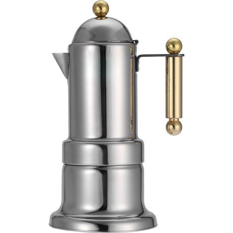 Cafetière expresso en acier inoxydable Moka Pot avec soupape de sécurité 200 Ml (1/5)