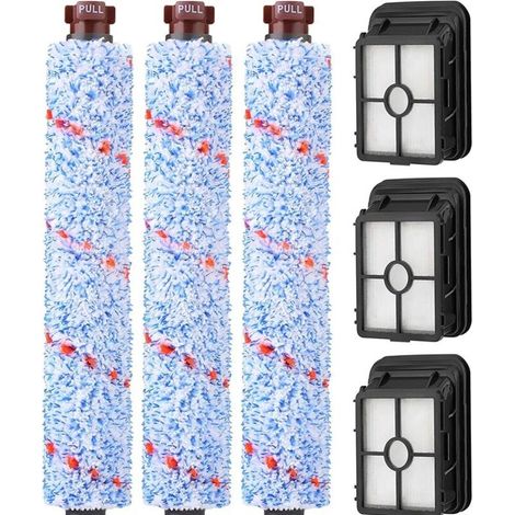 Repuestos para filtro de rodillo de cepillo compatible con Bissell CrossWave, 3 accesorios de cepillo y 3 filtros de aspiradora para las series Bissell Crosswave 1785, 2306 y 2305. (1/4)