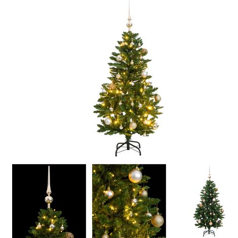The Living Store Künstlicher Weihnachtsbaum Klappbar 150 LEDs & Kugeln 120 cm - Weihnachtsbäume (1/5)