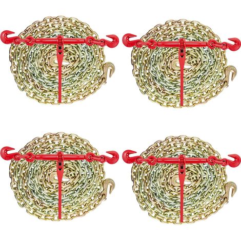 Kit de chaîne et de reliure 10-13 mm, reliures de charge à cliquet 4,18 t force de travail, reliures et chaînes à cliquet 10 mm x 3 m crochets G70, pour camion, arrimage, transport, remorquage (1/5)