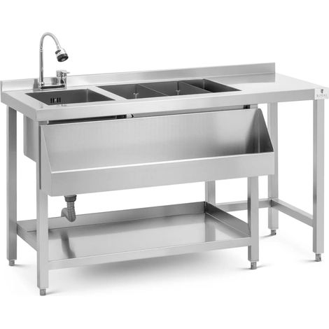 Stazione cocktail con vaschetta per il ghiaccio e portabottiglie 66 x 106 x 136 cm acciaio inox 140009946