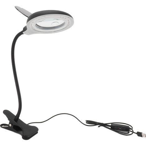 Lampe de bureau à loupe LED réglable en fer et PP avec lumière pour soudure, lecture et artisanat (1/5)