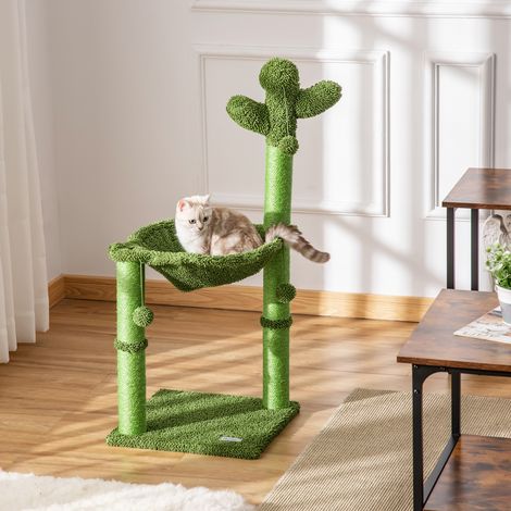 Arbre à chat en forme de cactus avec balles et hamac pour chats jusqu'à 4,5 kg - Vert, 40 x 40 x 96 cm