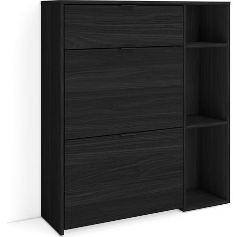 Skraut Home - Schuhregal, Schuhschrank, Schuhaufbewahrung, 90x27x102cm, 10 Paar Schuhe, Schuh Organizer, Moderner Stil, Schwarz (1/5)