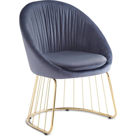Chaise Design en Velours "Mayra" 84cm Gris (1/5)