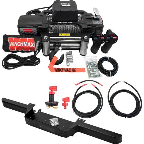 13,500lb (6,123kg) 'SL Series' 12v Military Grade Winch. Defender Bumper, 26m x 9.5mm Steel Rope, Wiring Kit & Isolator.