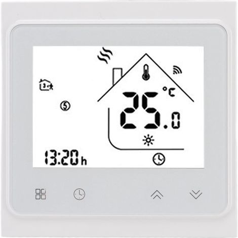 Termostato intelligente WiFi programmabile tramite app per smartphone e controllo vocale, regolatore di temperatura per riscaldamento acqua con display LCD, colore bianco, facile installazione. (1/5)