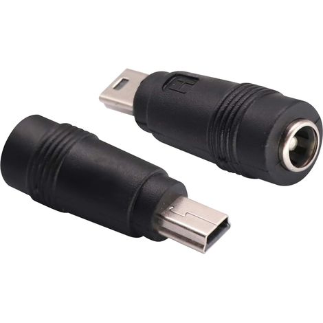 DC Mini USB Mâle vers Adaptateur d'alimentation DC5.5x2.1mm Connecteur Adaptateur d'alimentation Jack Barrel &Charge Mini Connecteur USB 5V pour Mini Dispositif&Charge USB(2Pack-Mini) (1/5)