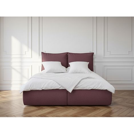 BOBOCHIC - Lit coffre GARANCE avec tête de lit effet oreiller 140x190 Rose (1/5)