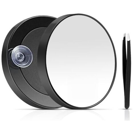 Miroir de maquillage - Miroir grossissant - Mini miroir de maquillage - Miroir portable - Grossissement x20 - Ventouse puissante - Pince à épiler en acier inoxydable - Convient pour la mise en forme (1/5)